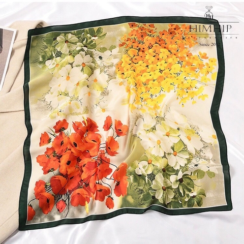 Set Quà HimHip Khăn Lụa Vuông 70x70cm & Cài Khăn Kèm Túi Hộp Thiệp - 380