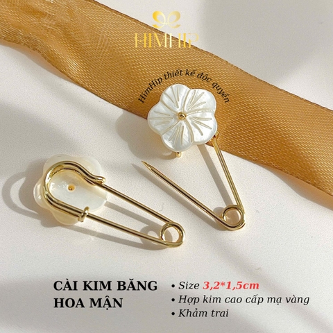 [Thiết kế] Trâm, Ghim Cài Áo Kim Băng HimHip HKCC Thanh Mận Hoa 3.2x1.5cm