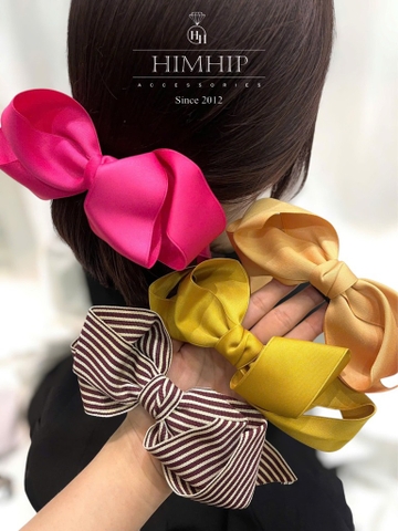 Kẹp Bấm HimHip Thắt Nơ Vải Trơn Thanh Lịch 9x15cm