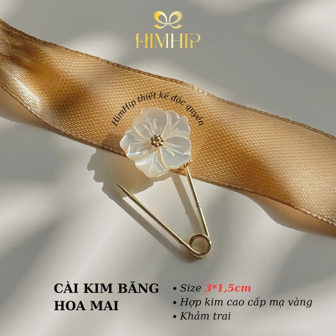 [Thiết kế] Trâm, Ghim Cài Áo Kim Băng HimHip HKCC Hoa Mai 3x1.5cm