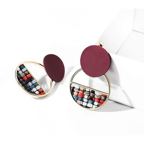 Khuyên Tai Bản To HimHip Mặt Tròn Phong Cách De Stijl Thanh Lịch HKCC 2.1-2.7x4cm