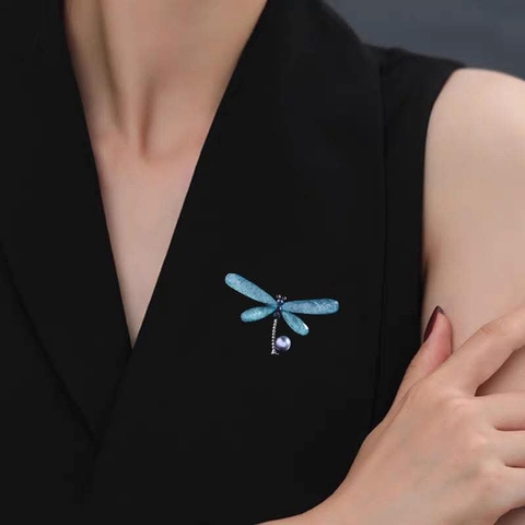 Trâm, Ghim Cài Áo Nam Nữ HimHip Chuồn Chuồn Xanh Ngọc Thanh Lịch 4*7cm HPBD