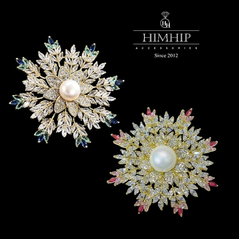 [Noel] Trâm, Ghim Cài Áo HimHip Hoa Tuyết Sang Trọng HKCC Mix Trai 5*5cm