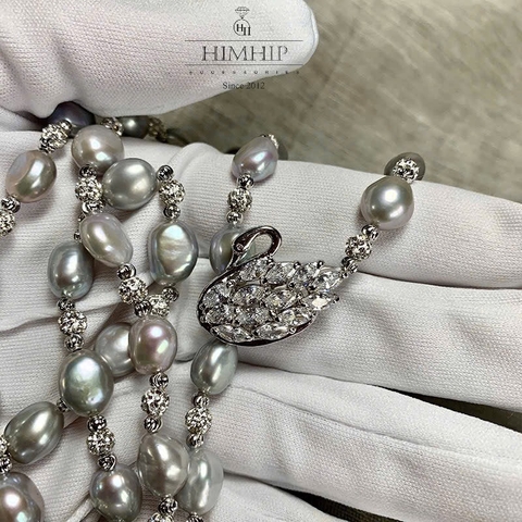 Vòng Cổ HimHip Trai Dị Khóa Mặt Thiên Nga Đính Phale Sang Trọng 79+0cm Phụ Kiện Áo Dài