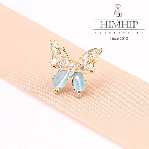 Trâm, Ghim Cài Áo HimHip Cánh Bướm 2 Màu Nhẹ Nhàng HKCC Đính Phale 2,2*2cm