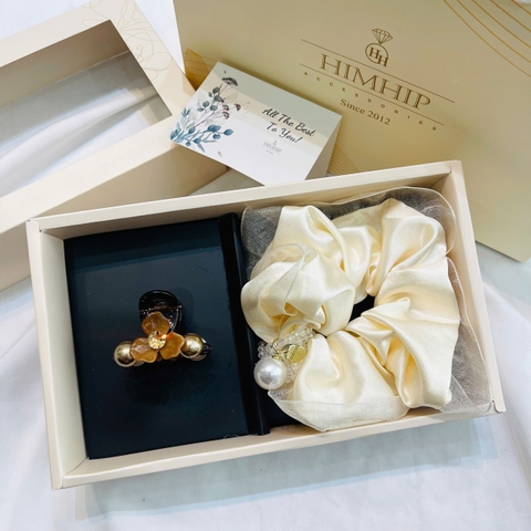 Set Quà HimHip Kẹp Càng Cua & Dây Buộc Tóc Kèm Túi Hộp Thiệp - 55