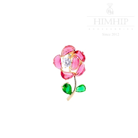 Trâm, Ghim Cài Áo Nhỏ HimHip Hoa Hồng Đáng Yêu HKCC Đính Phale 2*3cm