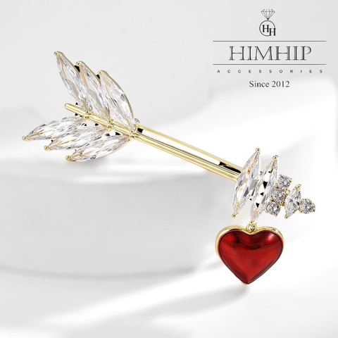 Trâm, Ghim Cài Áo HimHip Mũi Tên Cupid Đáng Yêu HKCC Đính Phale 2*7cm