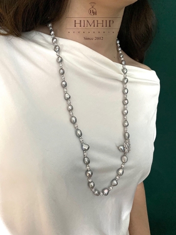 Vòng Cổ HimHip Trai Dị Khóa Mặt Thiên Nga Đính Phale Sang Trọng 79+0cm Phụ Kiện Áo Dài
