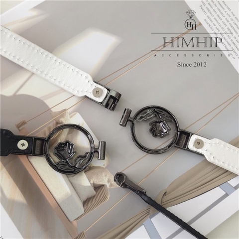 Dây Lưng HimHip Chun Mix Da Khoá Bạc Hình Hoa Hồng Sang Trọng 1.5x66cm
