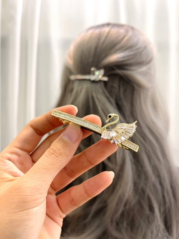 Kẹp Bấm HKCC Đính Đá Phale Thiên Nga Sang Trọng 7cm