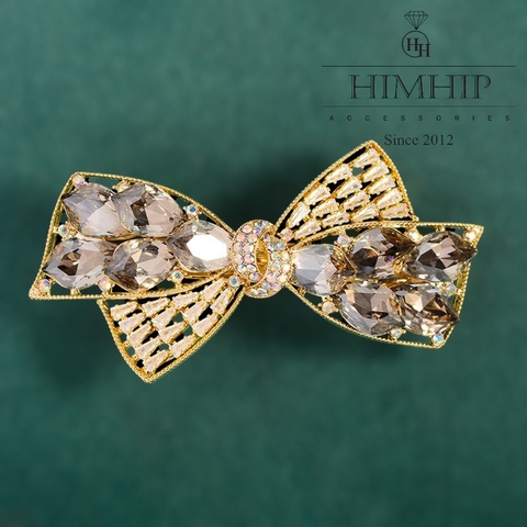 Kẹp Bấm HimHip HKCC Đính Phale Nơ Chéo Sang Trọng 3x7cm