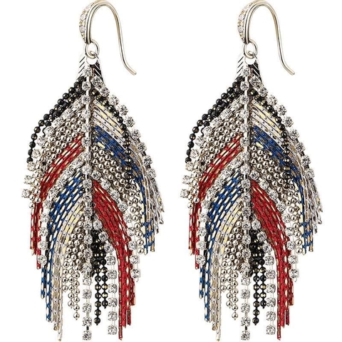 Khuyên Tai Bản To HimHip Mặt Lá Bohemian Sang Trọng HKCC Đính Phale 3x6cm
