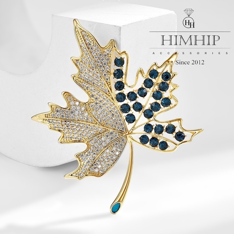 Trâm, Ghim Cài Áo HimHip Lá Phong Sang Trọng HKCC Đính Phale 5*6cm