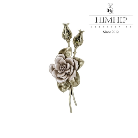 Trâm, Ghim Cài Áo HimHip Cành Hồng Khô Sang Trọng HKCC Mix Phale 4,5*7cm