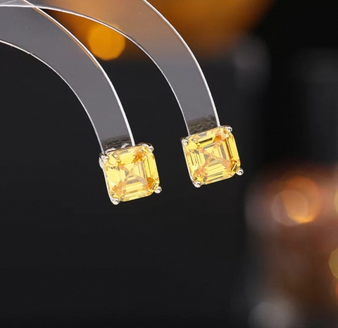 Khuyên Tai Nụ HimHip Mặt Vuông Đá Sang Trọng HKCC Đính Phale 0.8cm