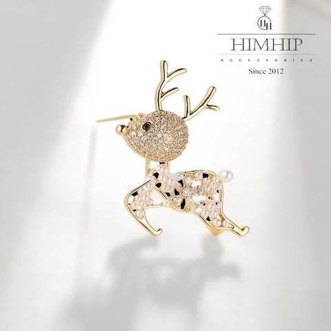 Trâm, Ghim Cài Áo HimHip Hươu Nhỏ Đáng Yêu HKCC Mix Trai 2,5*3,5cm