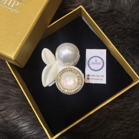 Kẹp Càng Cua HimHip Composite Đính Hạt Giả Trai Thanh Lịch 8 Răng 3.5x4.5cm