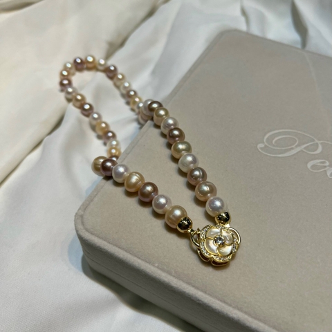 [Thiết Kế] Vòng Cổ HimHip Trai Thật 9Li Tứ Quý Khóa Hoa Sang Trọng 42cm