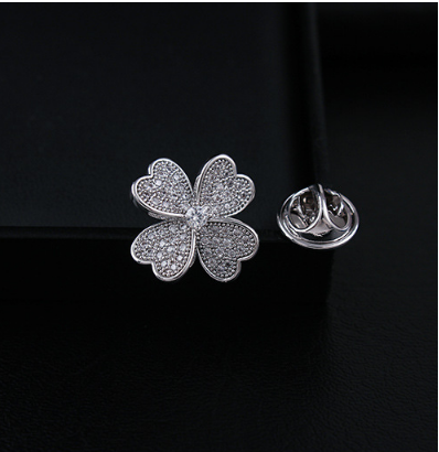 Pin Cài Áo HimHip Cỏ 4 Lá To May Mắn HKCC Đính Phale 2cm
