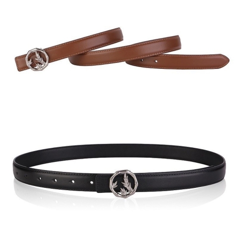 Dây Lưng HimHip Da Thật Mặt Tròn Phối Lá Sang Trọng 2.5x100cm