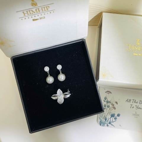 Set Quà HimHip Khuyên Tai & Cài Áo Kèm Túi Hộp Thiệp - 304