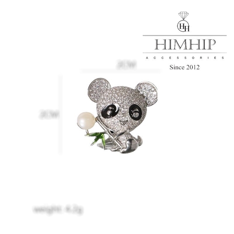 Pin Cài Áo HimHip Gấu Trúc Ôm Cây Tre Đáng Yêu HKCC Mix Trai 2*2cm