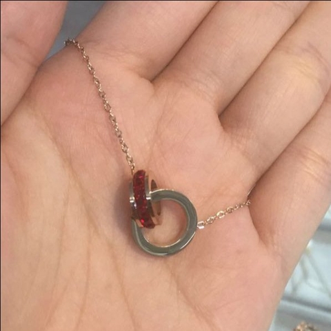 Dây chuyền BVL 2 tròn móc đính đá phale cao cấp 40+5cm