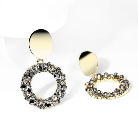 Khuyên Tai Ngắn HimHip Hình Tròn Thanh Lịch HKCC Đính Phale 2x3.5cm