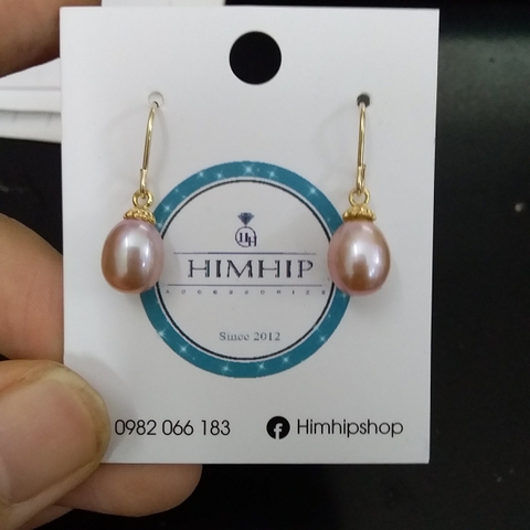 [tk] Khuyên tai móc ngọc trai nước ngọt đơn giản 2.2cm