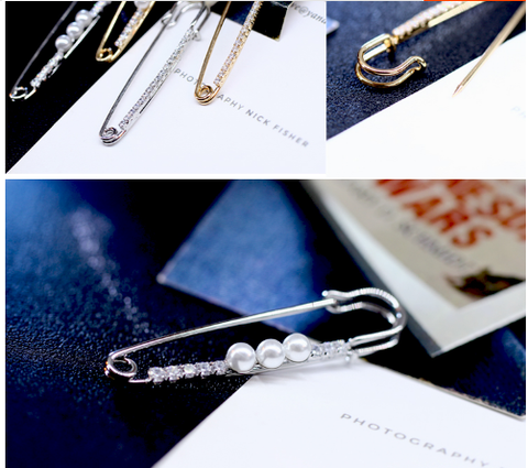 Trâm, Ghim Cài Kim Băng HimHip Họa Tiết 3 Trai Đơn Giản HKCC Đính Phale 1.2x5.5cm