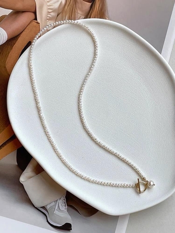 [Thiết Kế] Vòng Cổ HimHip Tinh Thể Ngọc Trai Dáng Trơn Thanh Lịch 38cm