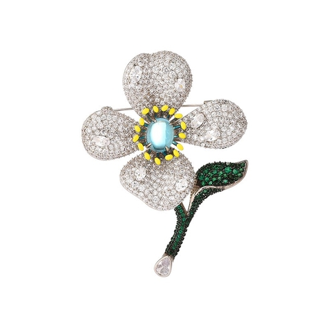 Trâm, Ghim Cài Áo HimHip Hoa Bạch Dương Sang Trọng HKCC Đính Phale 5*6,5cm
