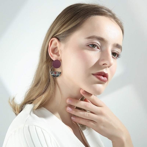 Khuyên Tai Bản To HimHip Mặt Tròn Phong Cách De Stijl Thanh Lịch HKCC 2.1-2.7x4cm