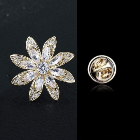 Pin Cài Áo HimHip Hoa Dã Quỳ 8 Cánh Sang Trọng HKCC Đính Phale 2.5cm