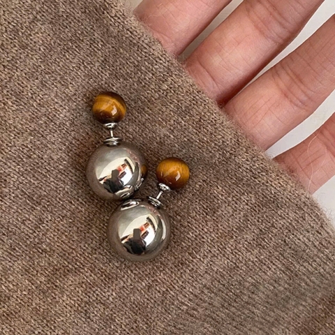 Khuyên Tai Nụ HimHip Hạt Tròn To Nhỏ 2 Kiểu Sang Trọng HKCC Mix Hạt Giả Trai 2x0.5cm