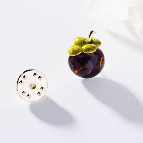 Pin Cài Áo HimHip Quả Măng Cụt Đáng Yêu HKCC Phủ Bóng 1,3*1,8cm