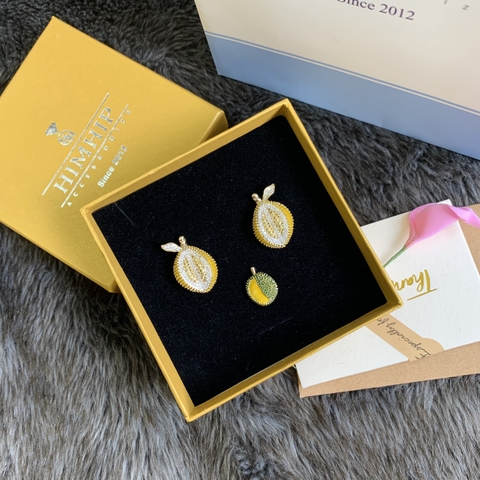 Set Hoa Tai Kèm Pin Cài Áo Sầu Riêng Đáng Yêu