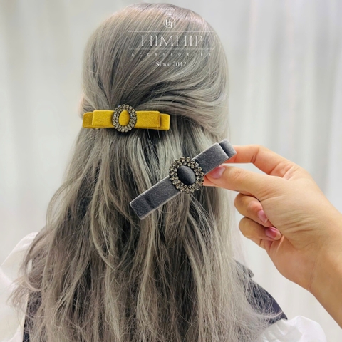Kẹp Bấm HimHip Đính Phale Nơ Vải Nhung Thanh Lịch 2.8x9.5cm