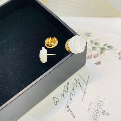[Thiết kế] Pin Cài Áo HimHip Hoa Hồng Sang Trọng HKCC Khảm Trai 1,2cm