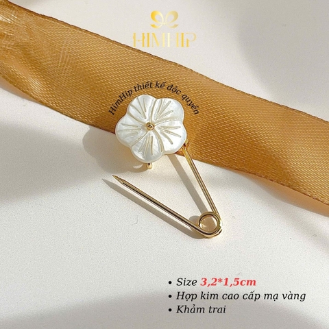 [Thiết kế] Trâm, Ghim Cài Áo Kim Băng HimHip HKCC Thanh Mận Hoa 3x1.5cm