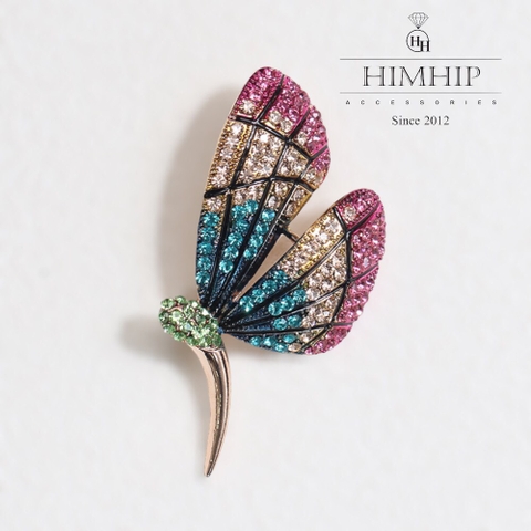 Trâm, Ghim Cài Áo HimHip Bướm Nhiều Màu Thanh Lịch HKCC Đính Phale 3*5cm