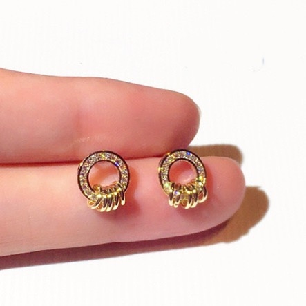 Khuyên Tai Nụ HimHip Dáng Tròn Vòng Tròn Nhỏ Thanh Lịch HKCC Đính Phale 0.8x1cm