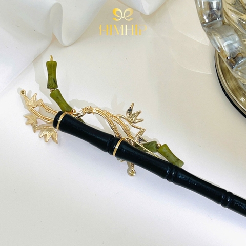 Trâm Cài Tóc HimHip HKCC Lục Trúc Kim Diệp 20cm Kèm Hộp Phụ Kiện Áo Dài