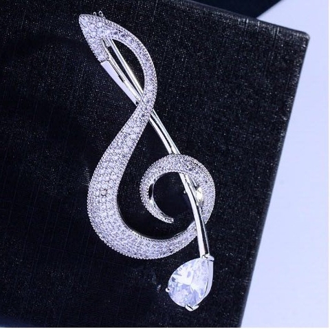 Trâm, Ghim Cài Áo HimHip Nam Nữ Nốt Nhạc Sang Trọng HKCC Đính Phale 2,5*5,7cm