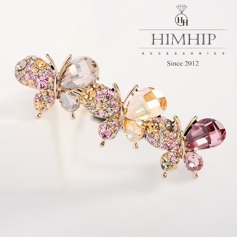 Kẹp Bấm HimHip HKCC Đính Phale Ba Bướm Thanh Lịch 2x7cm