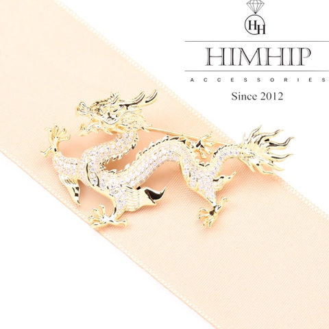 Trâm, Ghim Cài Áo HimHip Rồng Bay Sang Trọng HKCC Đính Phale 3,4*6cm