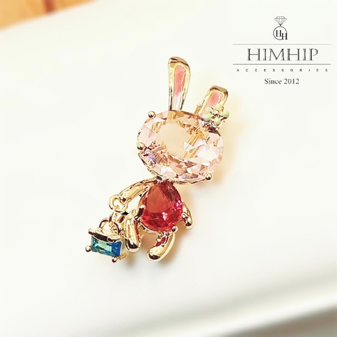 Trâm, Ghim Cài HimHip Thỏ Xách Giỏ Đáng Yêu HKCC Đính Phale 3,5*1,5cm