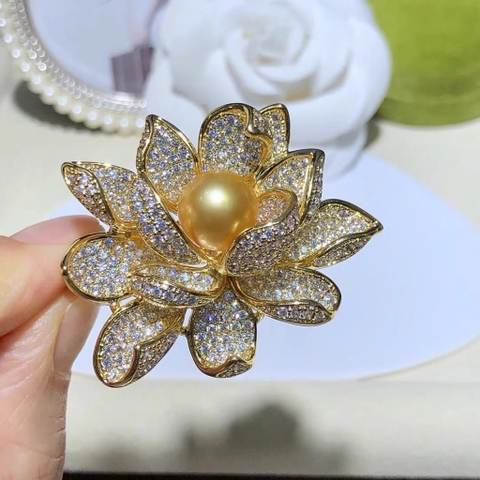 Trâm, Ghim Cài HimHip Hoa Sen Nhụy Trai Sang Trọng HKCC Đính Phale 4*5cm