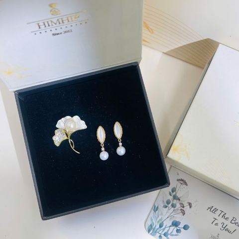 Set Quà HimHip Khuyên Tai & Cài Áo Kèm Túi Hộp Thiệp - 299